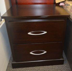 Two drawer night stand with unique design available at Big Boys Furniture Delta/Surrey